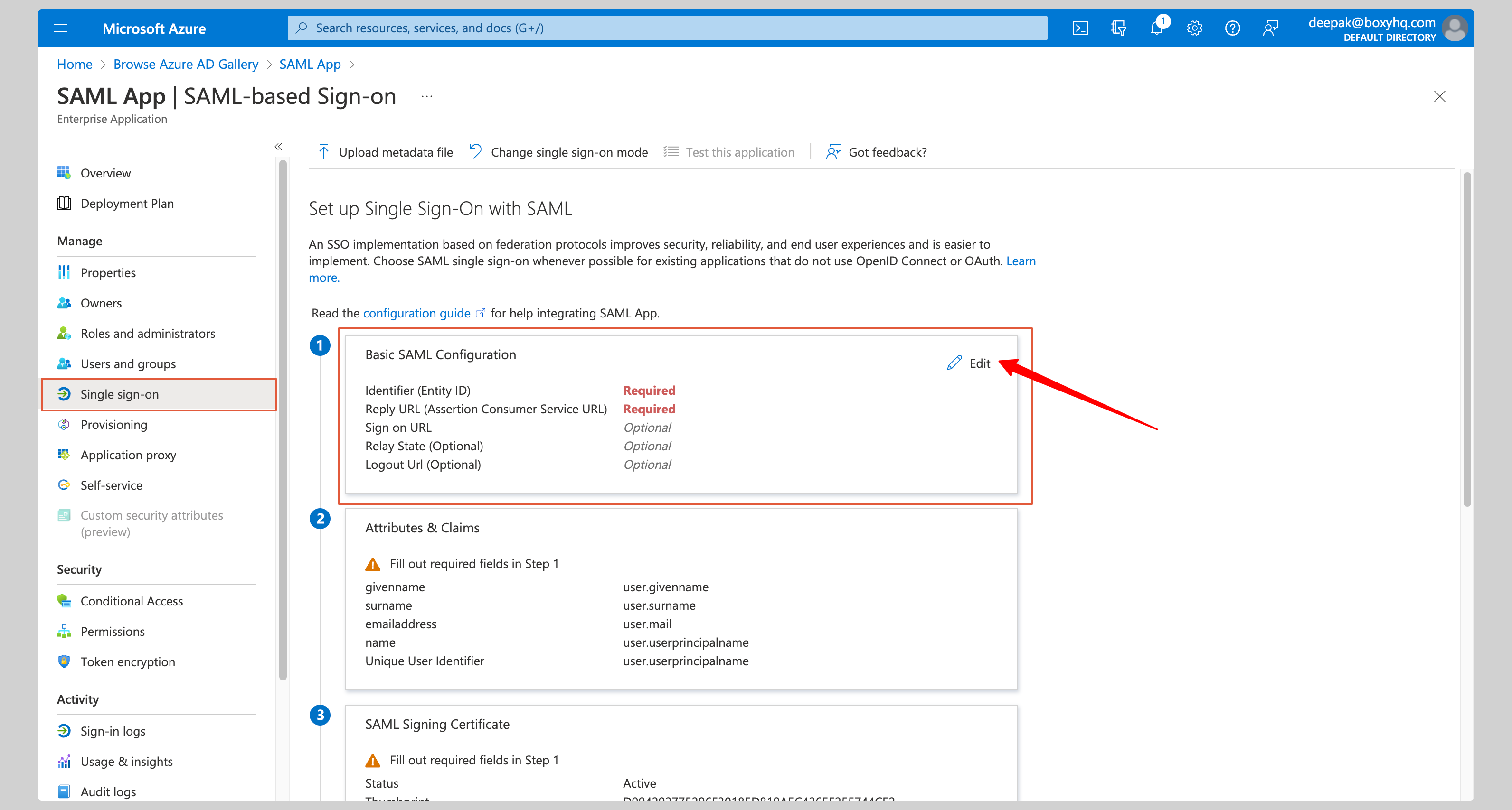 Microsoft Entra ID SAML Step 5